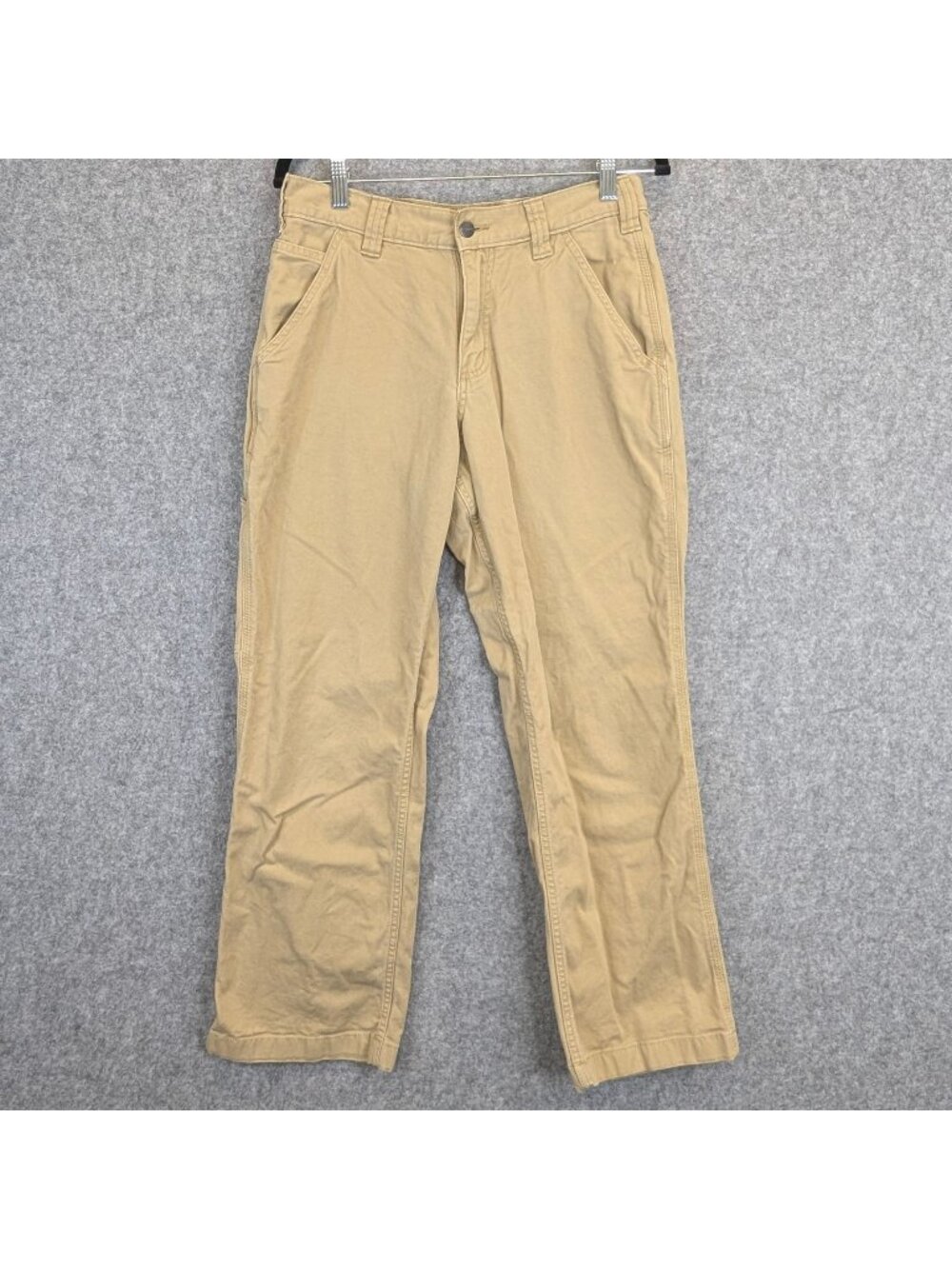 Carhartt Mens 30x28 Relaxed Fit Khaki Work Pants Durable Canvas Cotton Workwear